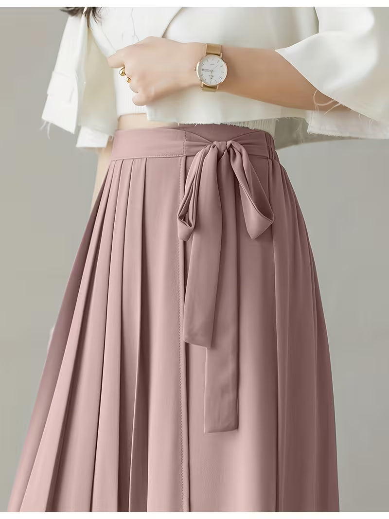 Pleated Wrap Midi Skirt