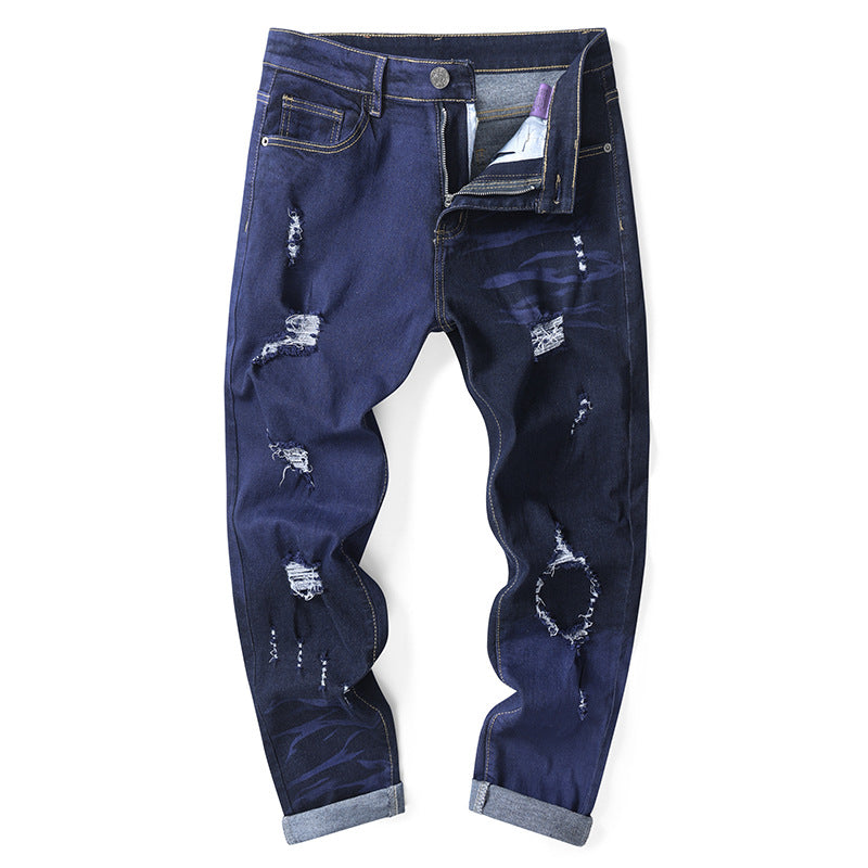 Shadow-Burn Two-Tone Ripped Denim
