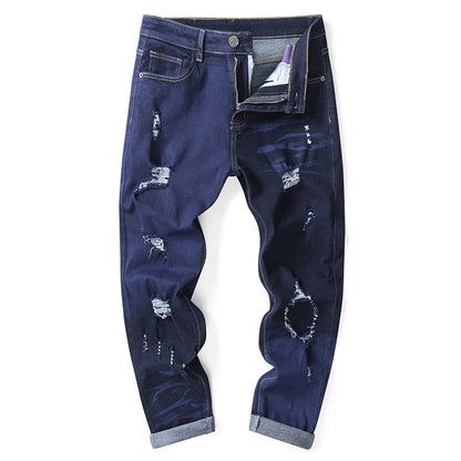 Shadow-Burn Two-Tone Ripped Denim