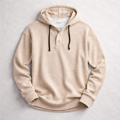 Beaumont Waffle-Knit Henley Hoodie