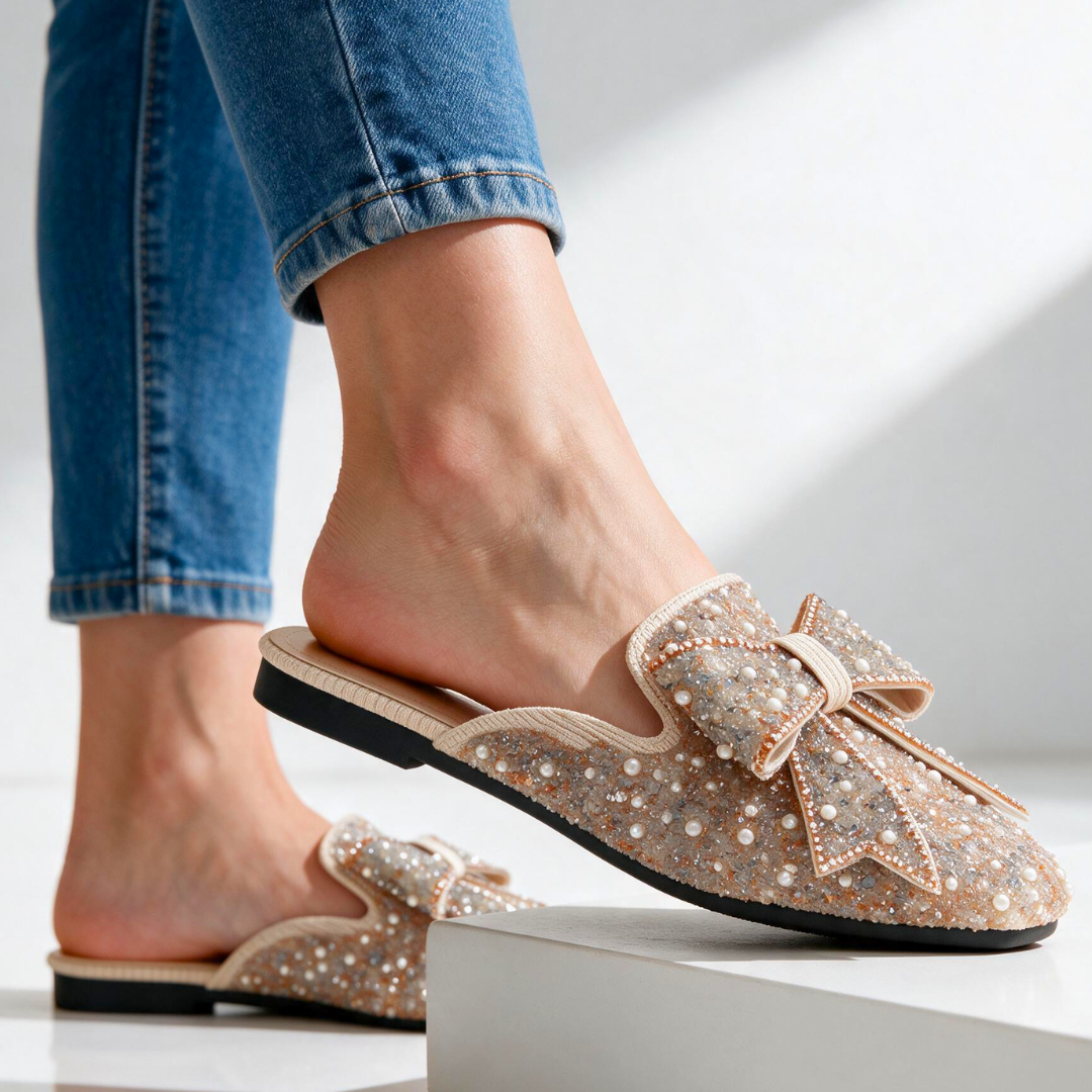Verena Beaded Bow Mules