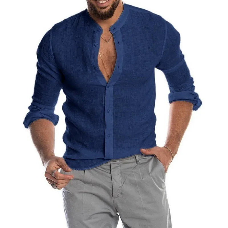 Aegean Linen Mandarin Shirt