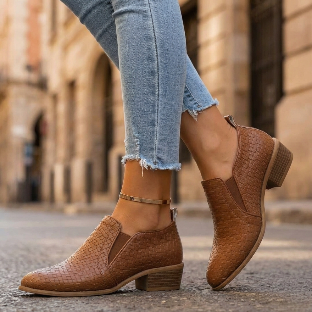Firenze Woven-Grain Slip-On Boots