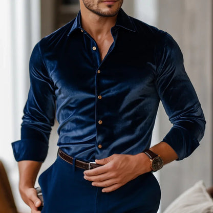 Velvet Dress Shirt in Deep Jewel Tones