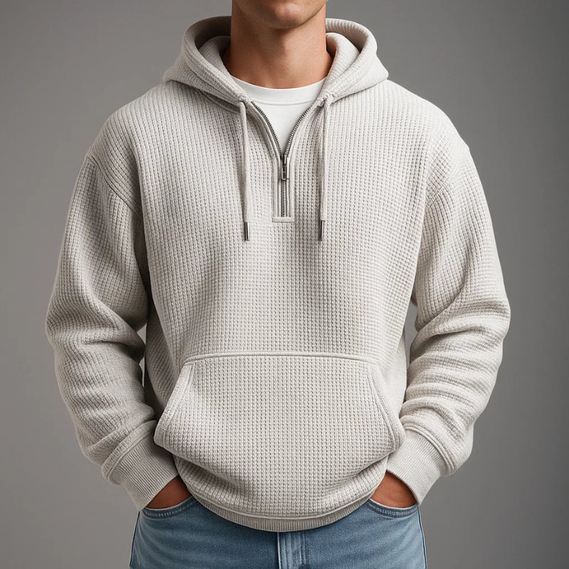 Brighton Waffle Weave Quarter-Zip Hoodie