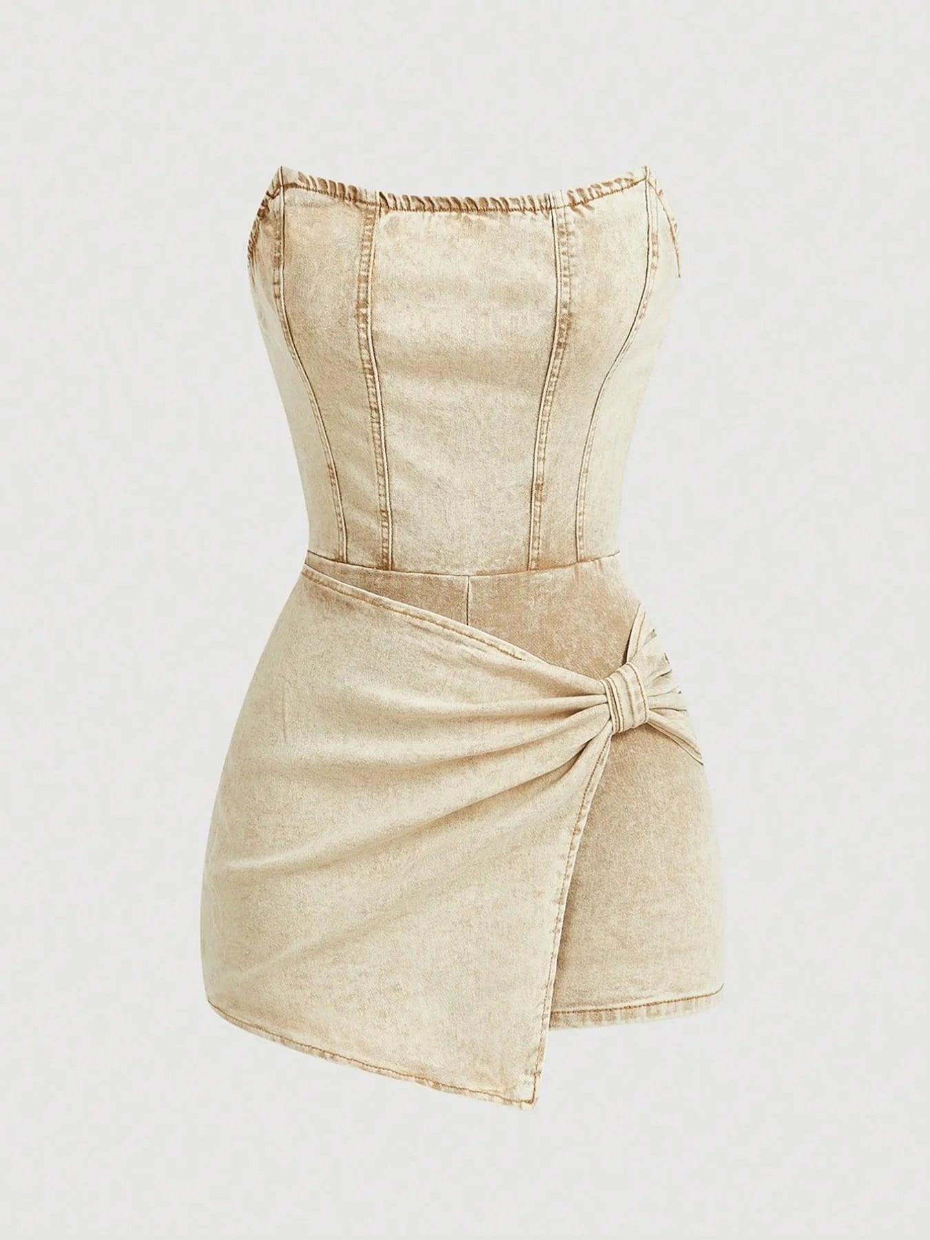 Fumée — Smoked Denim Strapless Wrap Dress