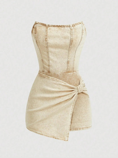 Fumée — Smoked Denim Strapless Wrap Dress