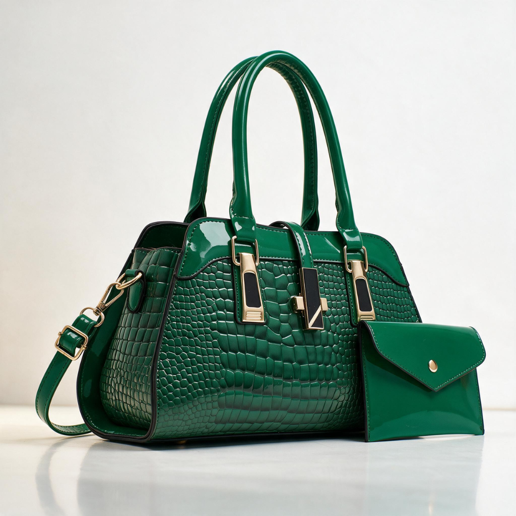 Verlaine Patent Croc Tote Set