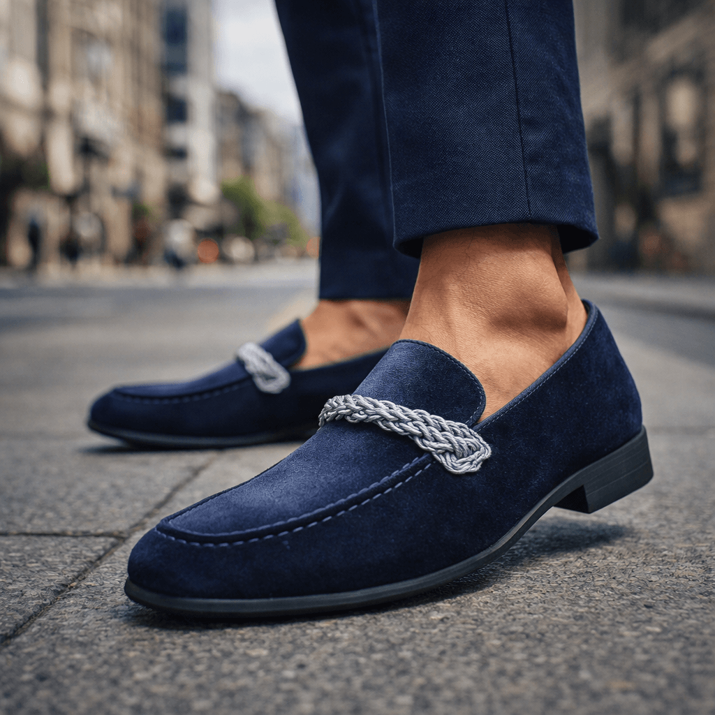 Cognac Braided Suede Loafers
