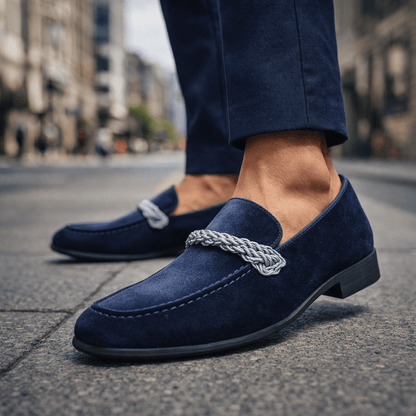 Cognac Braided Suede Loafers