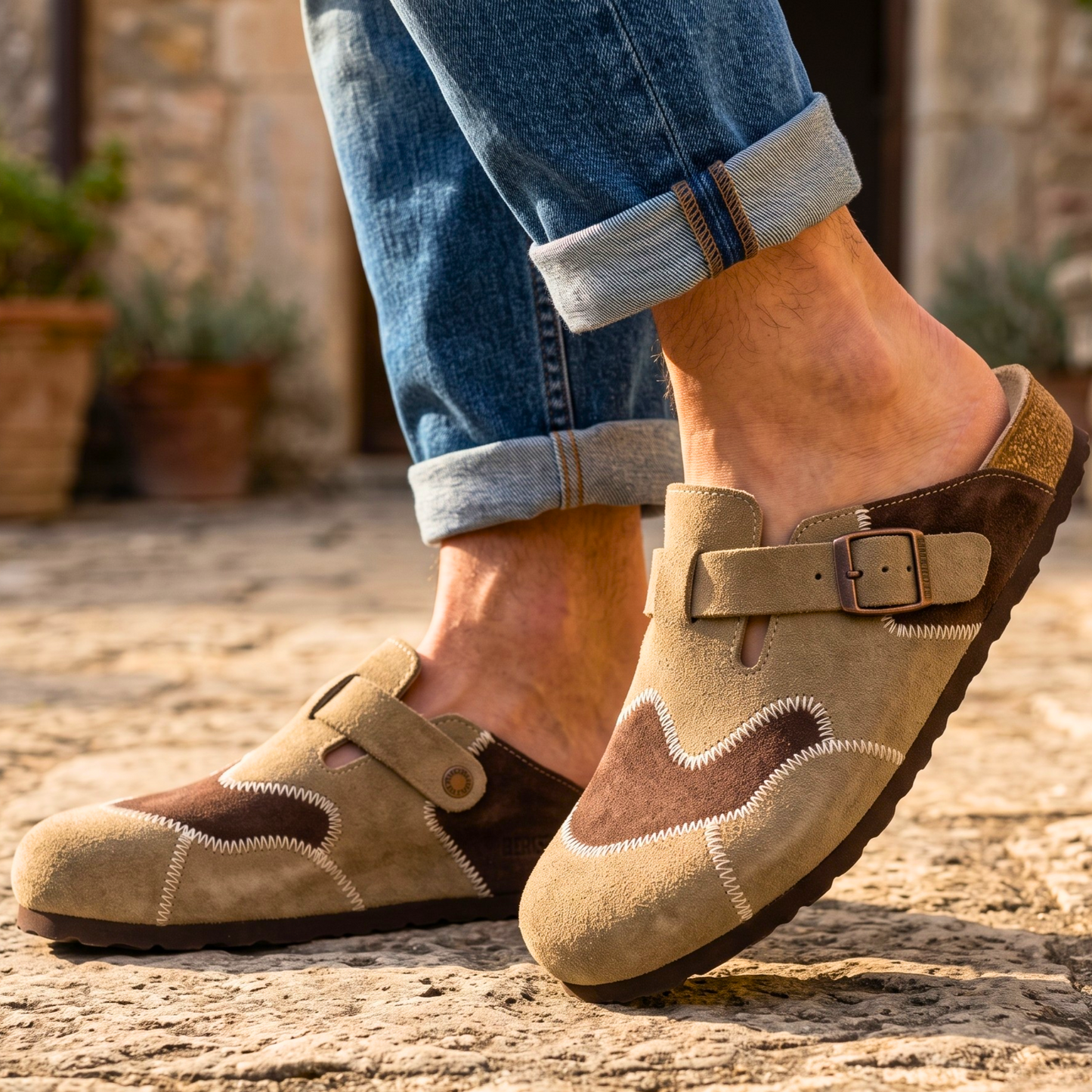 Fennmoor Patchwork Suede Clog