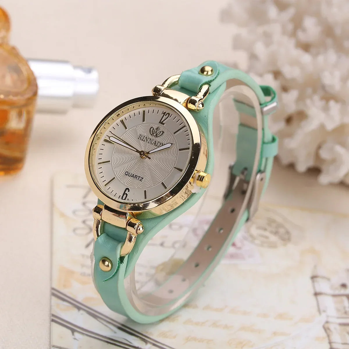 Parisian Gold-Case Leather Band Watch