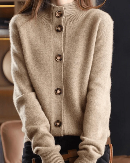 Notched Collar Cashmere Cardigan
