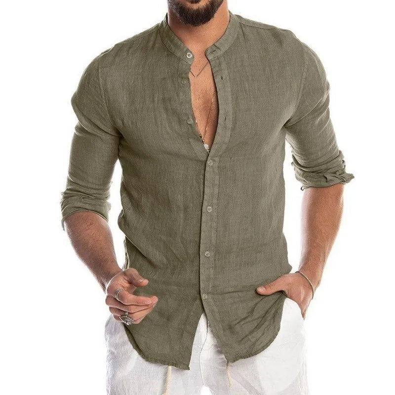 Aegean Linen Mandarin Shirt