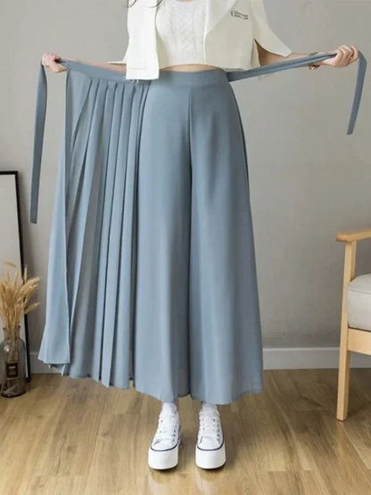 Pleated Wrap Midi Skirt