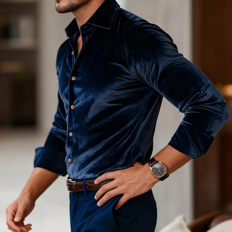 Velvet Dress Shirt in Deep Jewel Tones