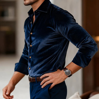 Velvet Dress Shirt in Deep Jewel Tones