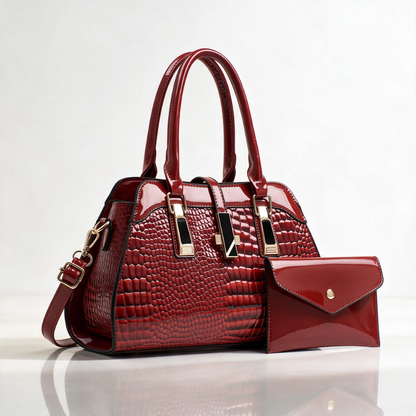 Verlaine Patent Croc Tote Set