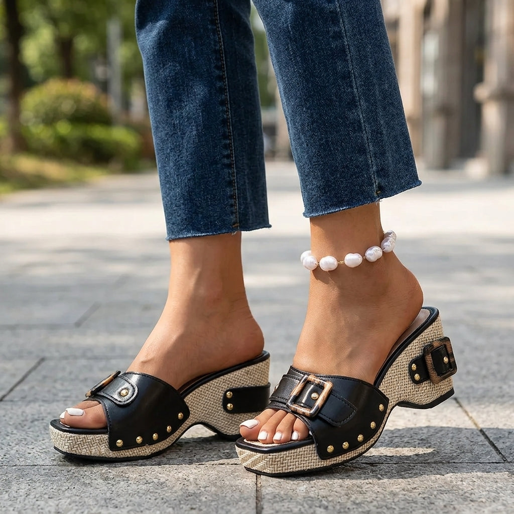Tropez Stud-Border Espadrille Platform