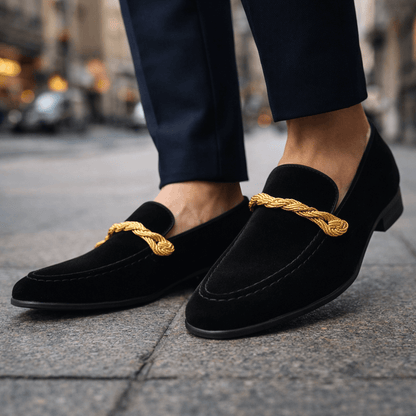 Cognac Braided Suede Loafers