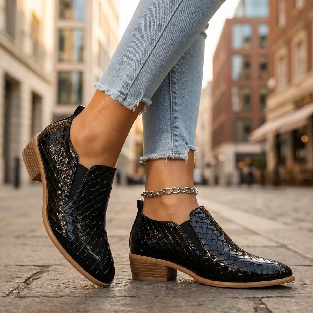 Firenze Woven-Grain Slip-On Boots