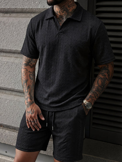 Aegean Stripe Knit Polo Set