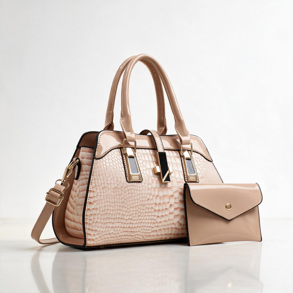 Verlaine Patent Croc Tote Set