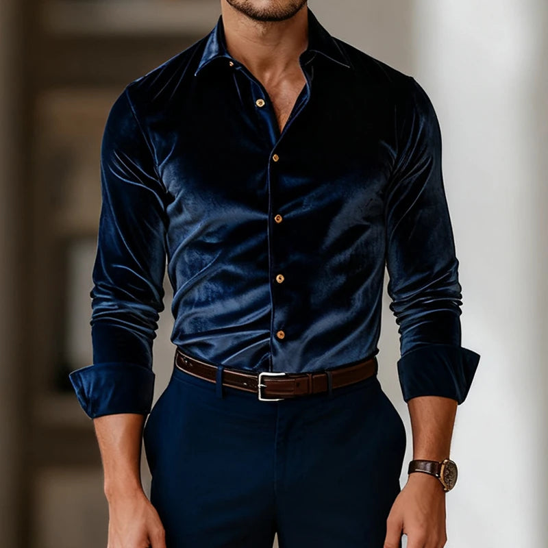 Velvet Dress Shirt in Deep Jewel Tones