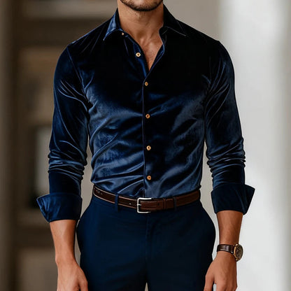 Velvet Dress Shirt in Deep Jewel Tones