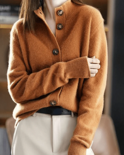 Notched Collar Cashmere Cardigan