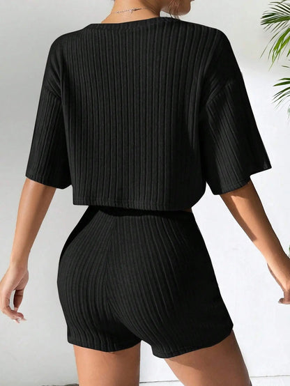 Noir Sculpt Ribbed Co-Ord