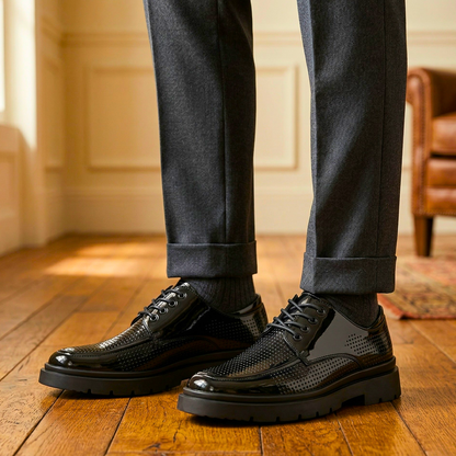 Bordeaux Patent Perforated Lug-Sole Derby