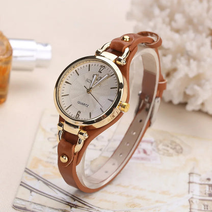Parisian Gold-Case Leather Band Watch