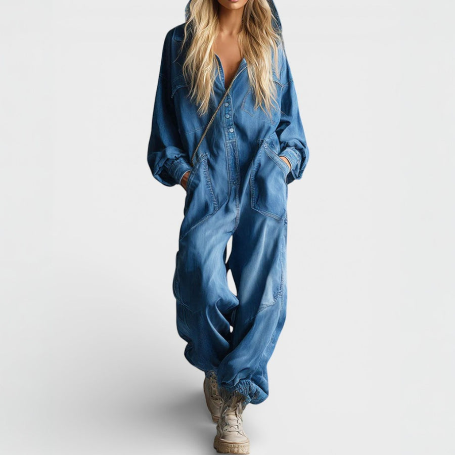 Denim Atelier Hooded Jumpsuit