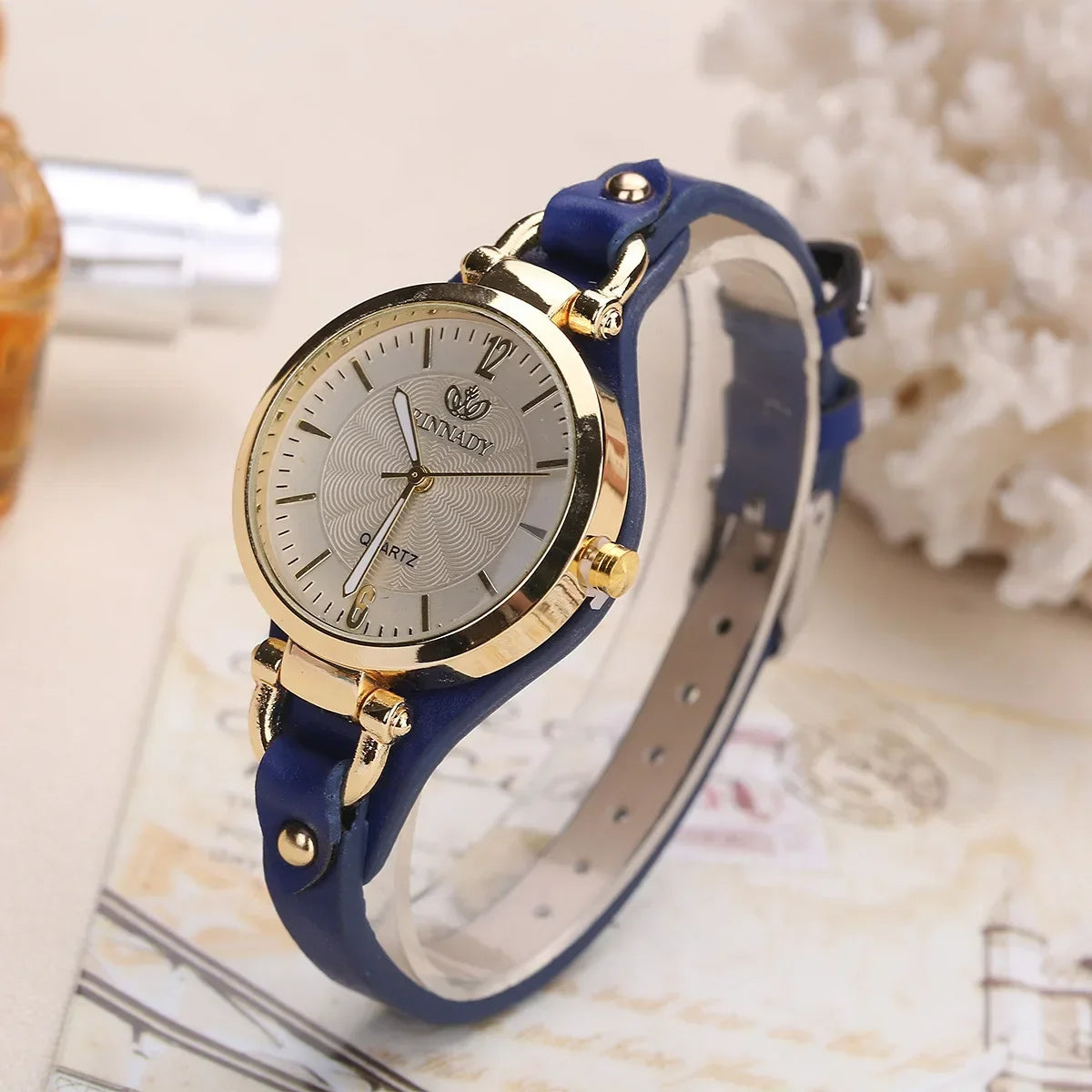 Parisian Gold-Case Leather Band Watch