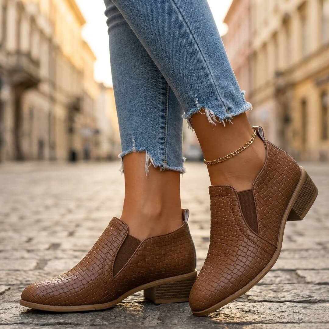 Firenze Woven-Grain Slip-On Boots