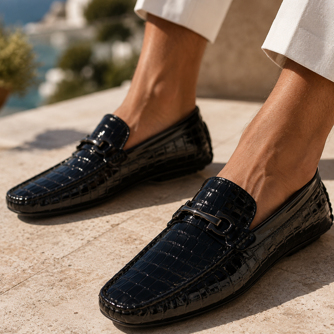 Montecristo Ochre Embossed Leather Loafers