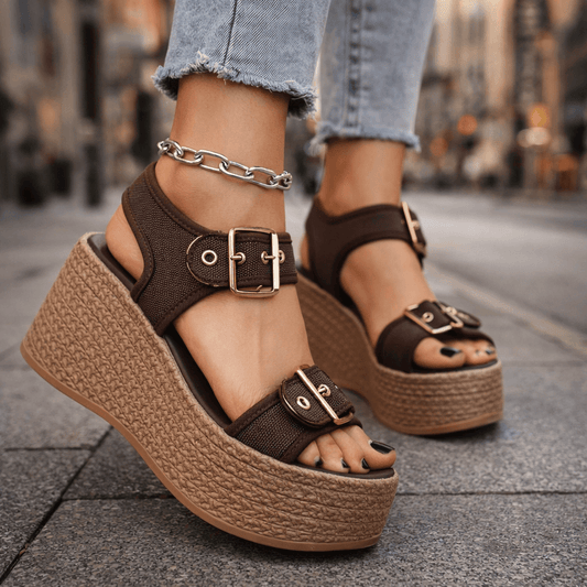 Cobblestone Buckle Wedges