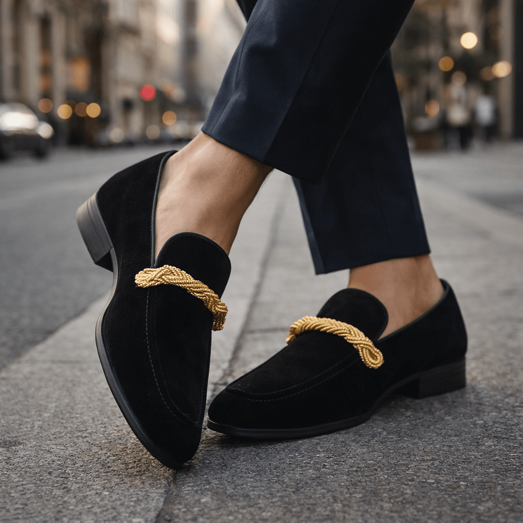 Cognac Braided Suede Loafers