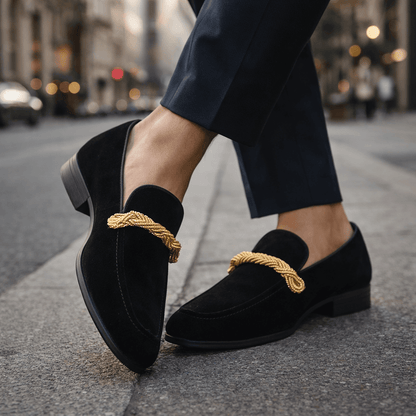 Cognac Braided Suede Loafers