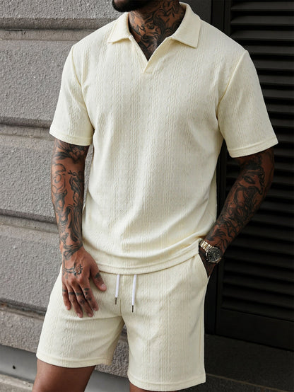 Aegean Stripe Knit Polo Set
