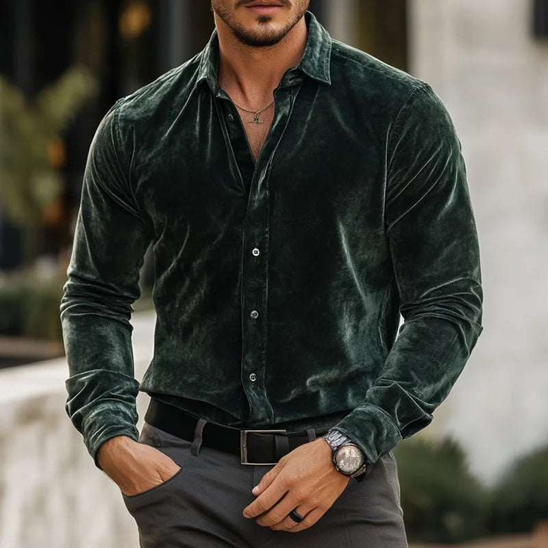 Velvet Dress Shirt in Deep Jewel Tones