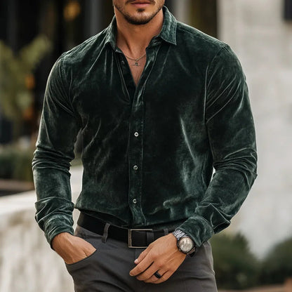 Velvet Dress Shirt in Deep Jewel Tones