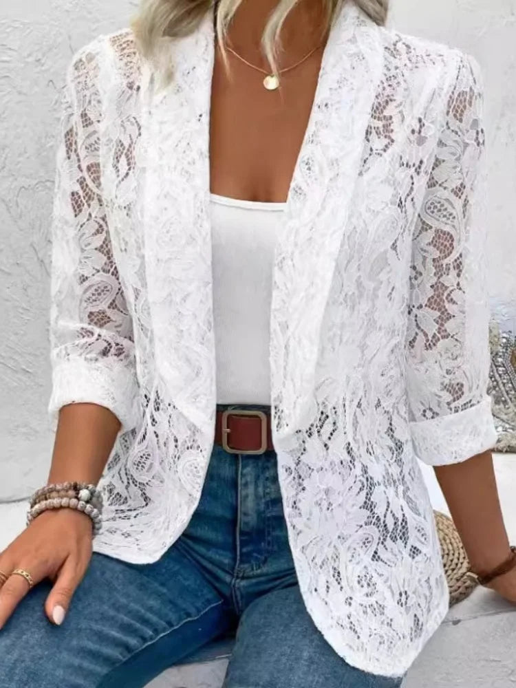 Amara Sheer Lace Blazer