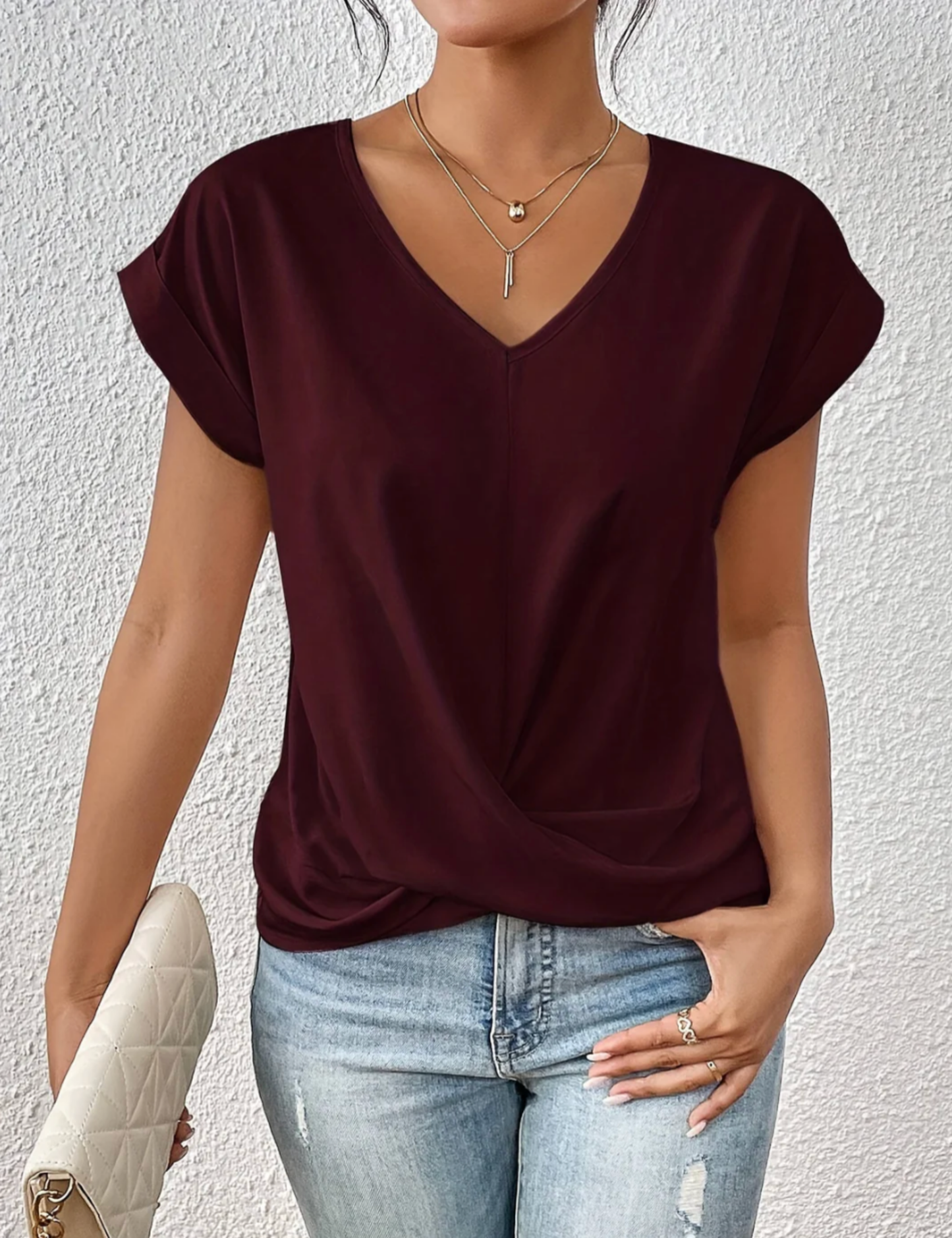 Séraphine Cross-Drape V-Neck Blouse