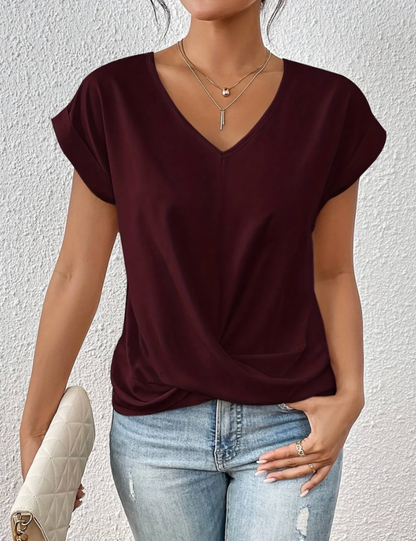 Séraphine Cross-Drape V-Neck Blouse