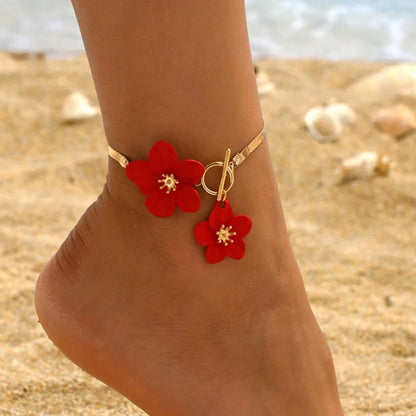 Hibiscus Herringbone Anklet