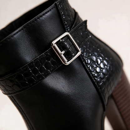 Vallory Snake-Strap Boots