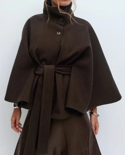 Marcella Wide-Sleeve Cape Coat