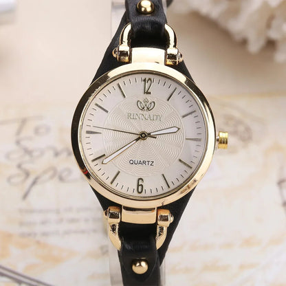 Parisian Gold-Case Leather Band Watch